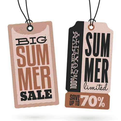 Vintage cardboard summer discount tags vector 04  