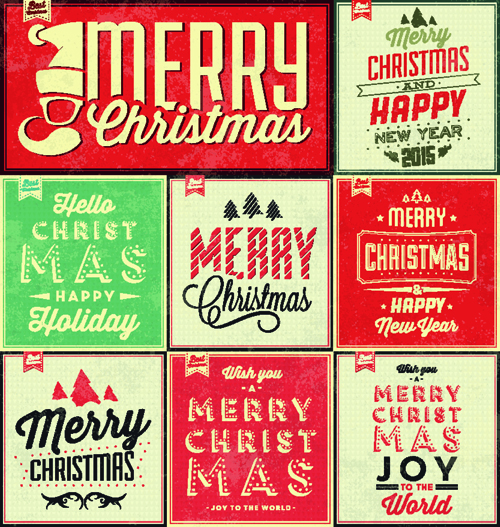 Vintage christmas background set 02 vectors  