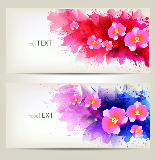 Watercolor floral creative banner vector  