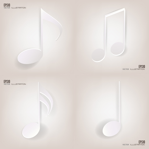 White music note vector material  