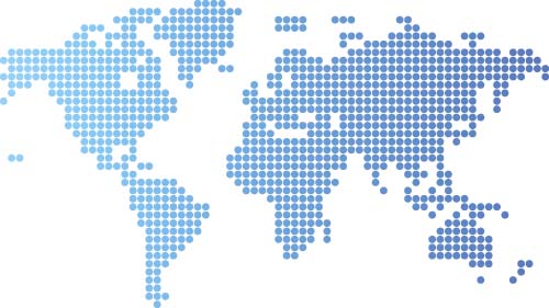 Wereldkaarten met blauwe ronde stippen vector  