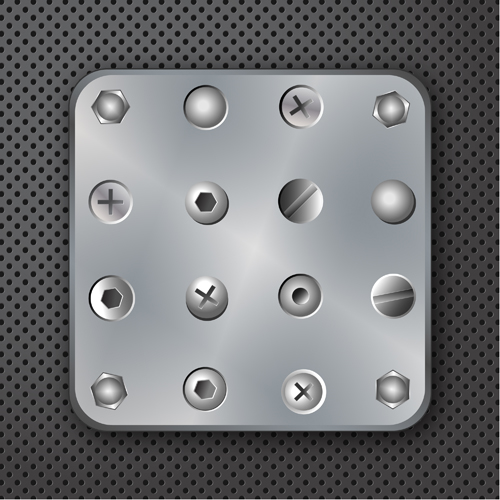 Set of Metal Background with screws vector 04  