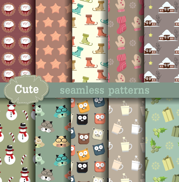 cute seamless pattern vector material 03  