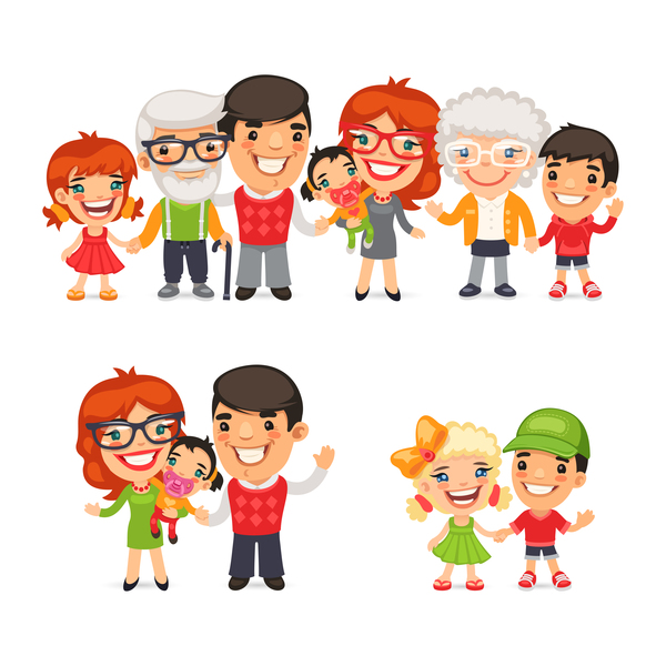 happy family cartoon illustration vector 02  