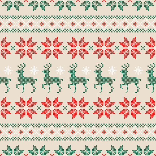 knitted fabric christmas pattern vector set 05  