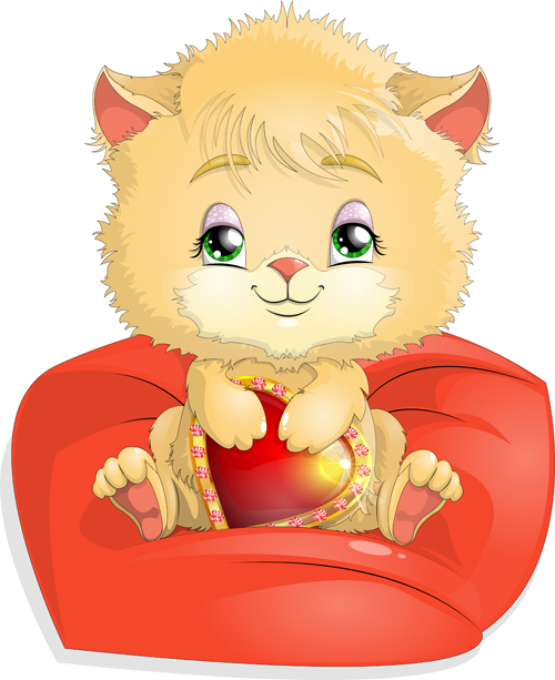 lovely cartoon kittens vector design 03  