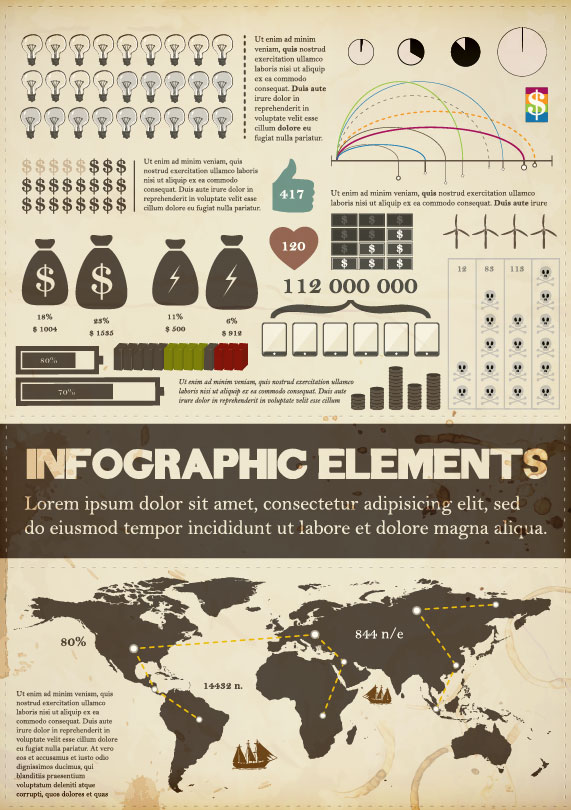 Set of infographics design elements vector 01  