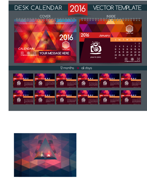 2016 New year desk calendar vector material 75  