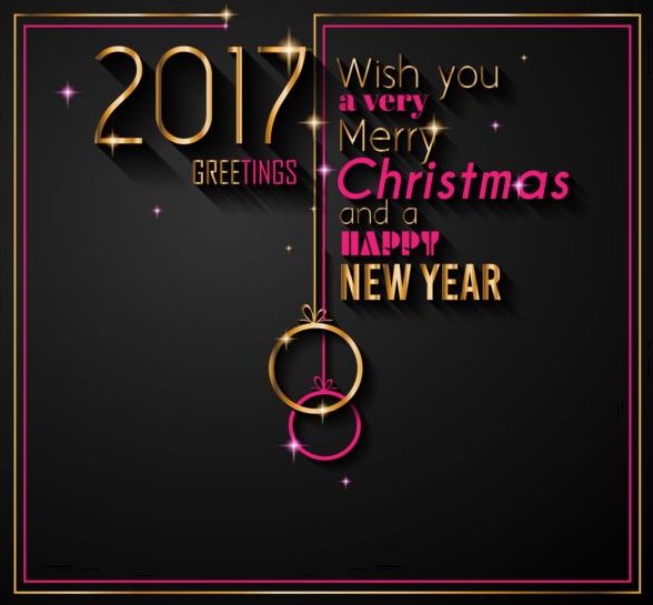 2017 Gold new year with dark background vector  