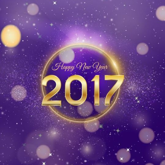 2017 Happy New Year met paarse halation achtergrond vector  