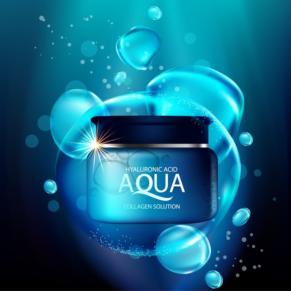 Kosmetischer Werbungsplakatschablonenvektor 02 des Aqua  