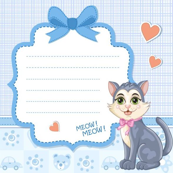 Baby shower cards with cute animals vector 02  