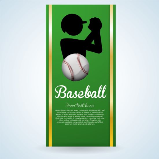 Baseball green banner with people silhouette vectors set 11  