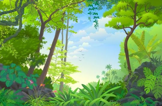 Mooie jungle landschap vector graphics 07  