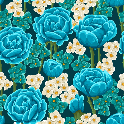 Beautiful flower seamless patterns retro vector set 02  