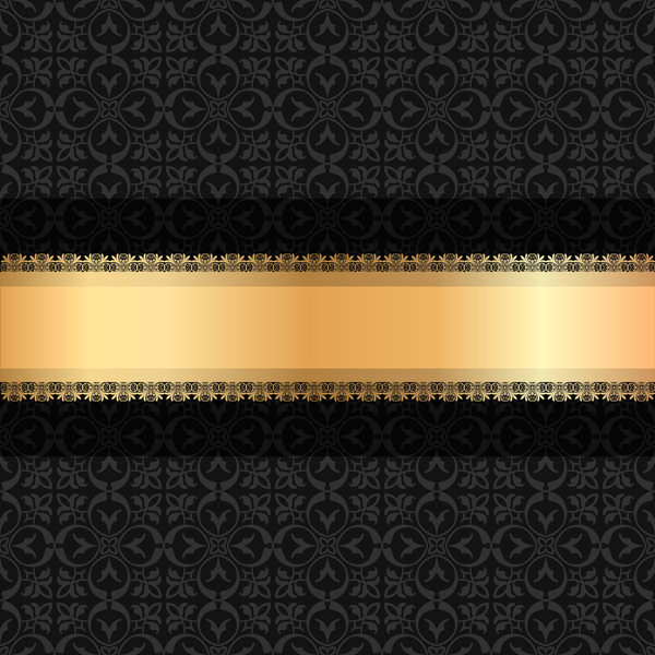 Black luxury decoration with gold ribbon background vector 04  