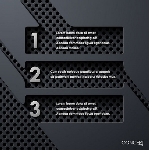 Infographic Schablonenvektoren 01 des schwarzen Metalls  