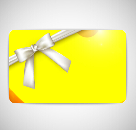 Bow with business cards shiny vector 01  