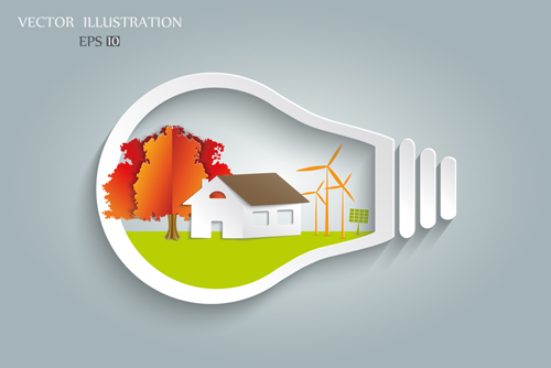 Bulb with Eco business illustration vector 03  