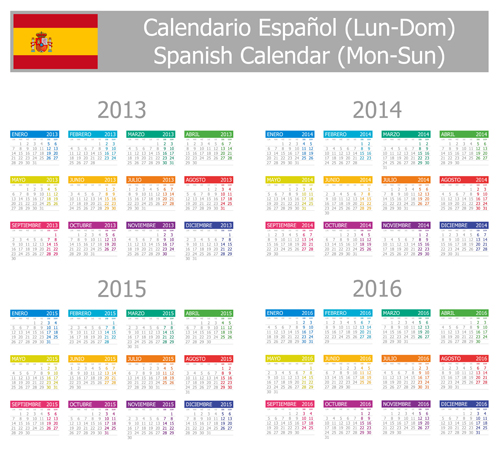 スペイン語バージョン カレンダー 2014 ベクター 04  