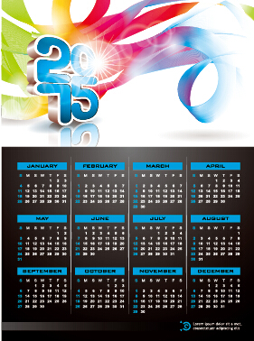 Calendar 2015 modern style vector set 09  