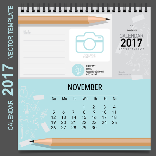 カレンダー2017ベクターテンプレートセット11  