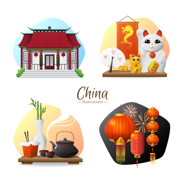 China-Anblickelement-Illustrationsvektor  
