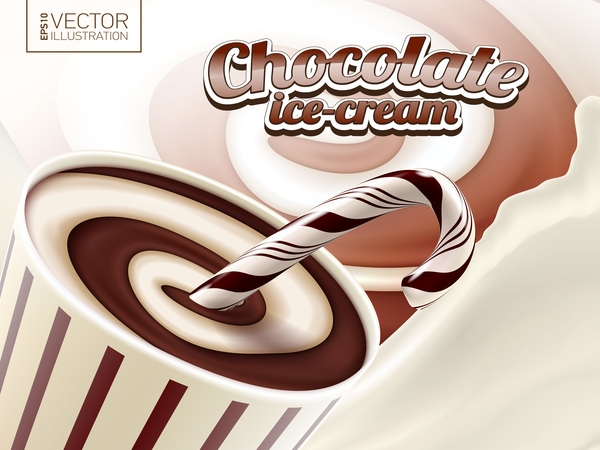 Vecteur de modèle de crème glacée au chocolat  
