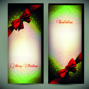 2014 Christmas bow greeting card vector set 04  