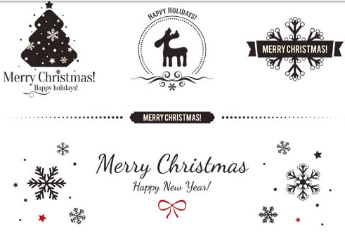 Christmas Decorative labels set vector  