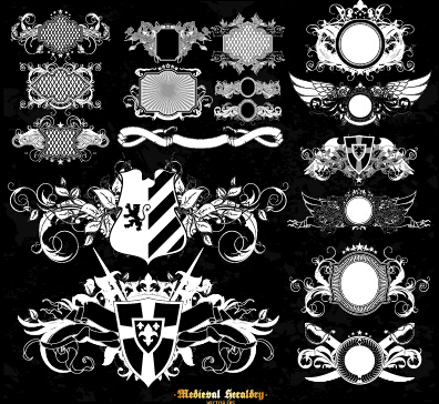 Classical heraldry ornaments vector material 06  