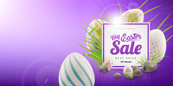 Colored egg with easter sale background vector 05  