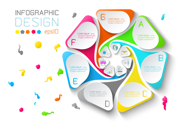 Infographic Schablonenvektoren 02 des farbigen Papiers  