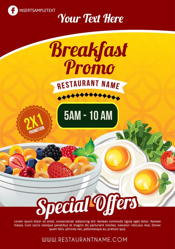 Creative breakfast poster template vector  