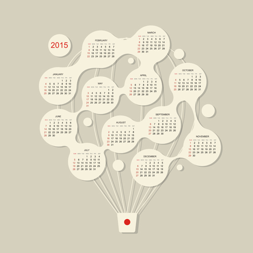 Creative hot balloon calendar 2015 vector  