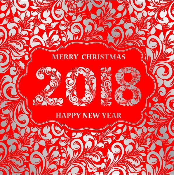 Decor pattern with 2018 new year design vector  