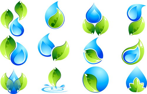Ecology with water logos creative vector  