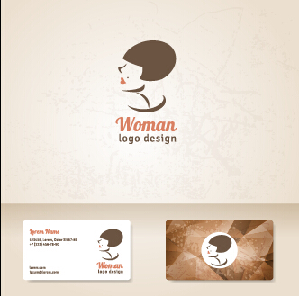 Elegant woman logo with cards vector graphics 08  