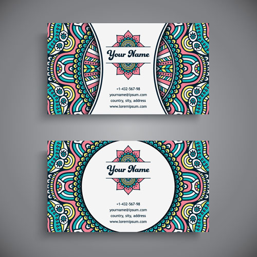 Ethnic pattern business card vintage vector 15  