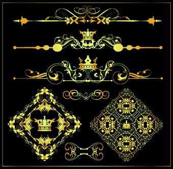 Gold calligraphic decor vector 07  