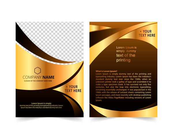 Golden société brochure couverture modèle vecteur 02  