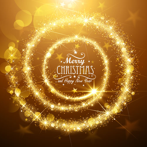 Golden glow christmas holiday background vector 04  