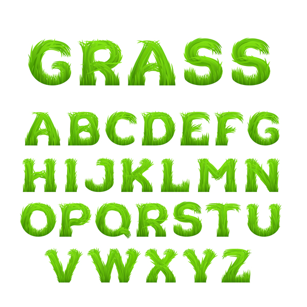 Grass alphabet green vector  