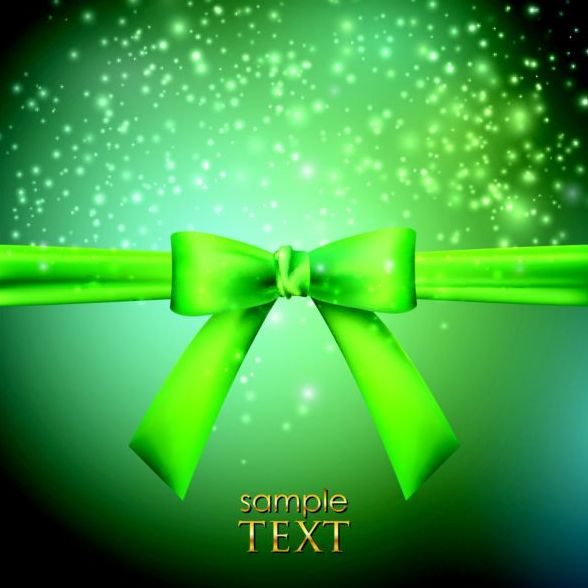 Halation green background with green bow vector  