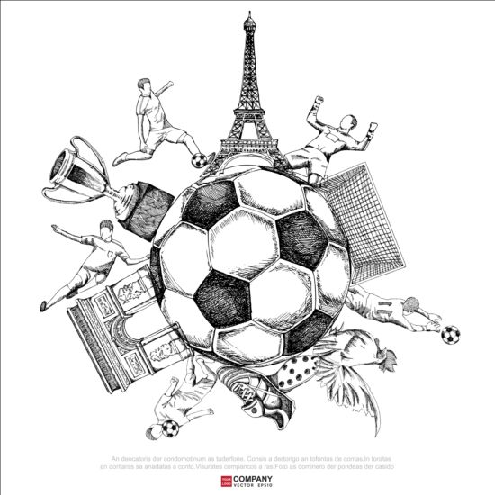 手描きサッカーポスターベクトルグラフィックス17  