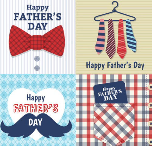 Happy Father's Day cartoon vectors set  