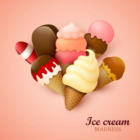 아이스크림, 핑크, 배경 벡터 01  