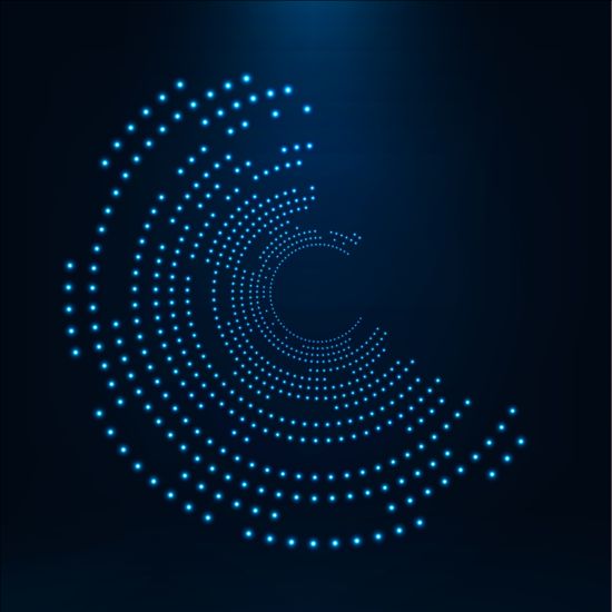 Light dots with blue tech background vector 09  