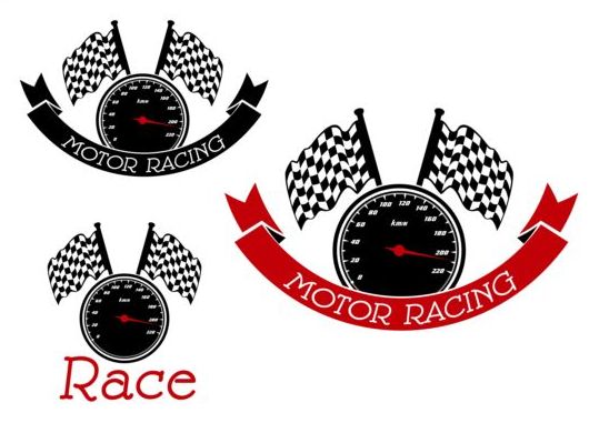 Mocor racing labels withstep speed meter vector  