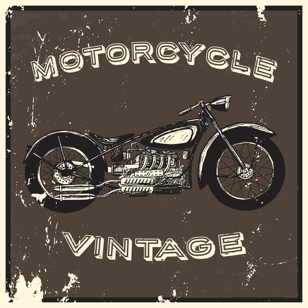 オートバイのビンテージ ポスター ベクトル背景 03  
